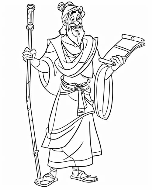 simple coloring page of utnapishtim, the immortal man