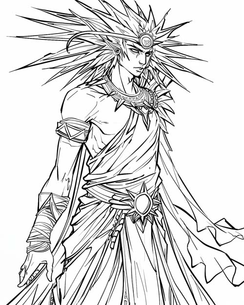 coloring page of Shamash, the sun god
