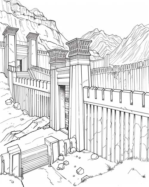 coloring page of the walls of Uruk