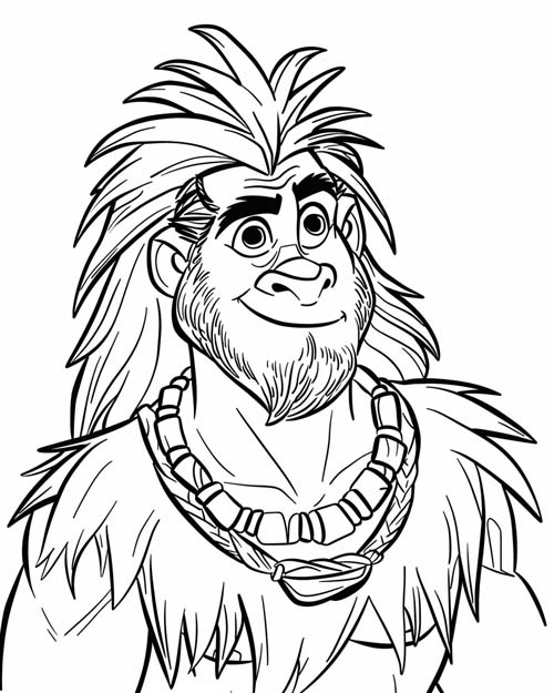 simple coloring page of Enkidu the wild man