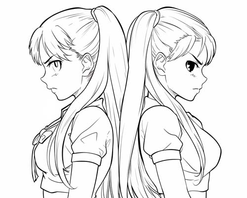 coloring page of Ishtar goddess of love and Ereshkigal goddess of the underworld