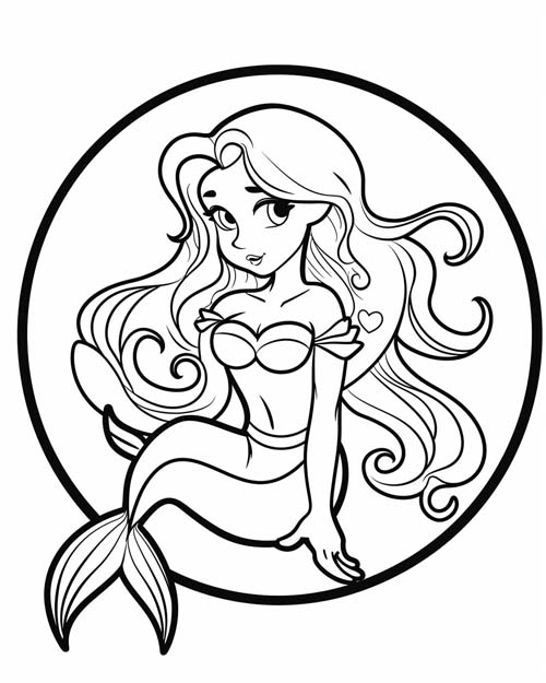 Roman mythology coloring page of a Mermaid