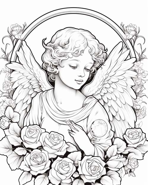 Roman mythology coloring page of Cupid