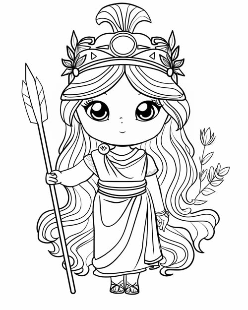 Roman mythology coloring page of Minerva