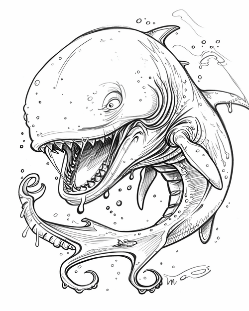 Sea monsters - Cetus coloring page