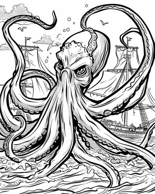 Sea monsters - Kraken coloring page
