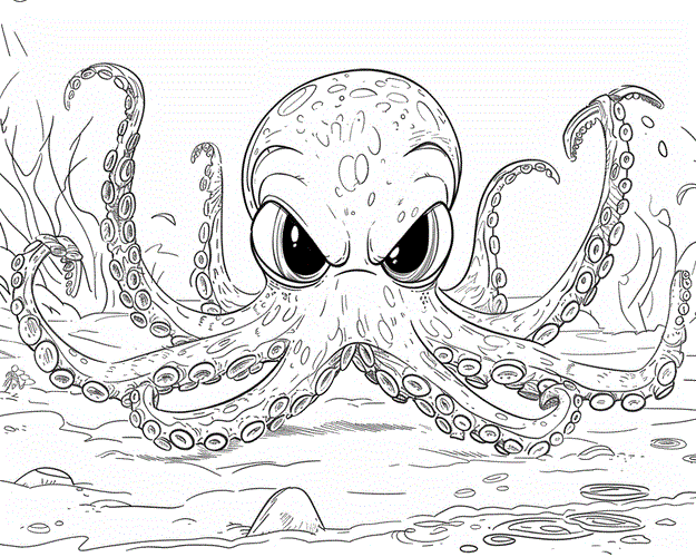 Sea monsters - Octopus coloring page