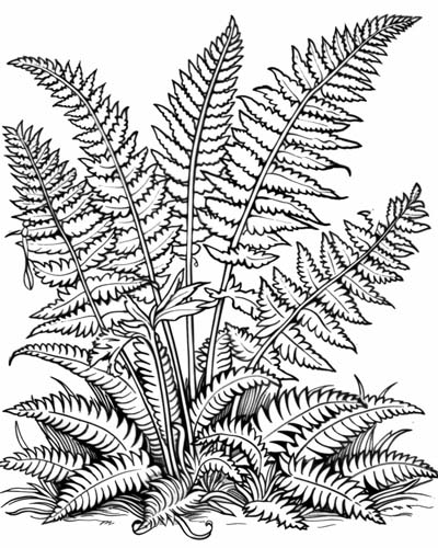 coloring page of a fern