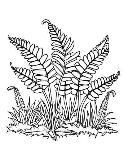 coloring page of a fern