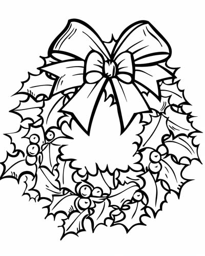 coloring page of holly wreath