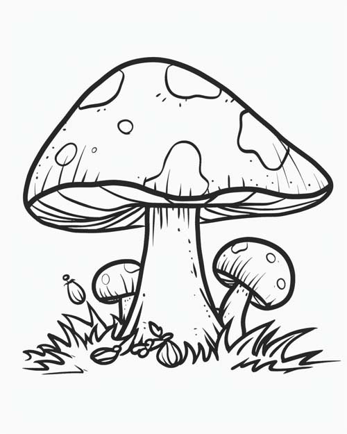 Mushrooms Coloring Page