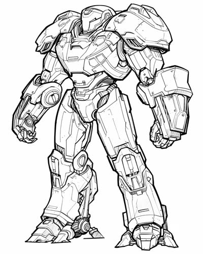 coloring page of a Pacific Rim jaegar