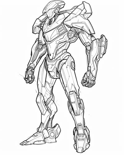 coloring page of a Pacific Rim jaegar