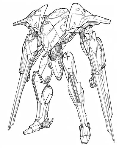 coloring page of a Pacific Rim jaegar