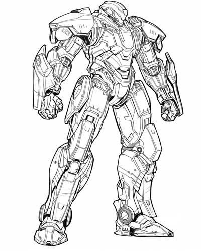 coloring page of a Pacific Rim jaegar
