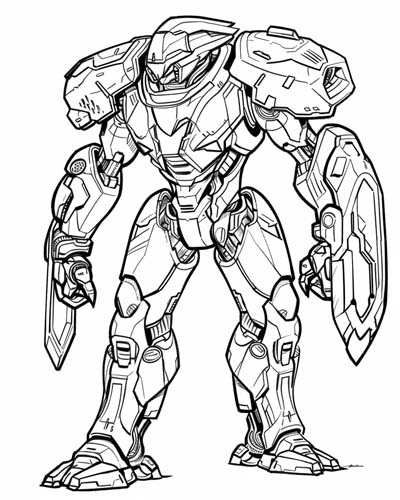 coloring page of a Pacific Rim jaegar