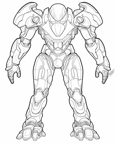 coloring page of a Pacific Rim jaegar
