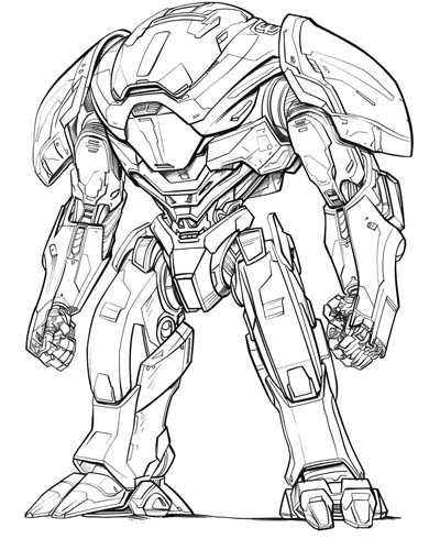 coloring page of a Pacific Rim jaegar