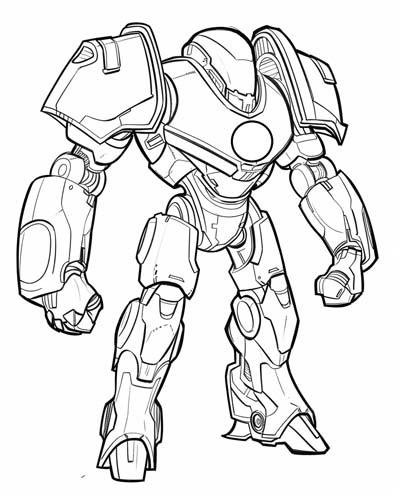 coloring page of a Pacific Rim jaegar