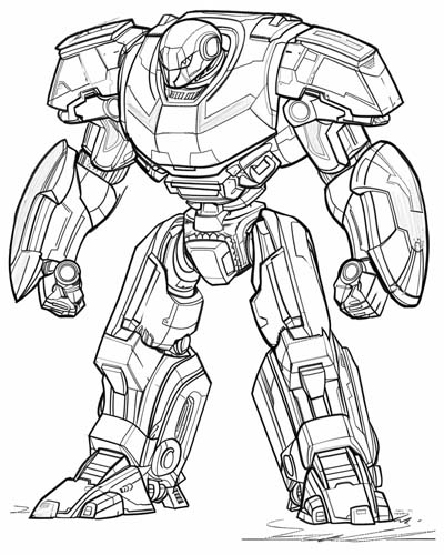 coloring page of a Pacific Rim jaegar
