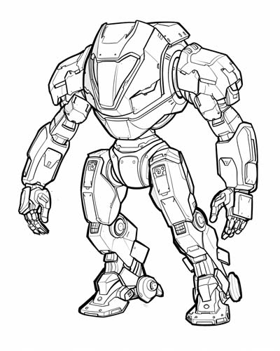 coloring page of a Pacific Rim jaegar