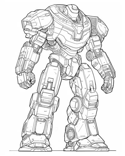 coloring page of a Pacific Rim jaegar