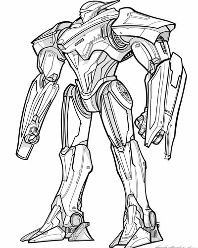 coloring page of a Pacific Rim jaegar