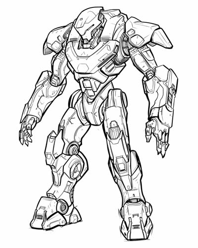 coloring page of a Pacific Rim jaegar