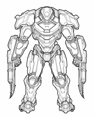 coloring page of a Pacific Rim jaegar