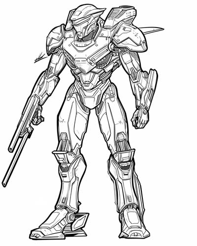 coloring page of a Pacific Rim jaegar