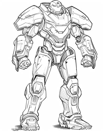 coloring page of a Pacific Rim jaegar