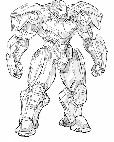 coloring page of a Pacific Rim jaegar