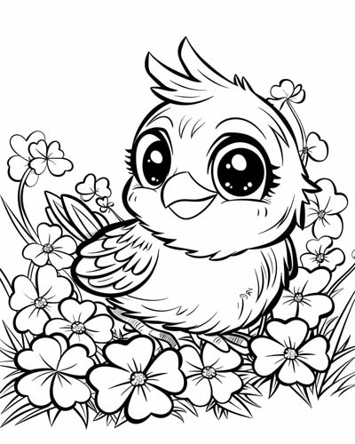 coloring page of a shamrock bird
