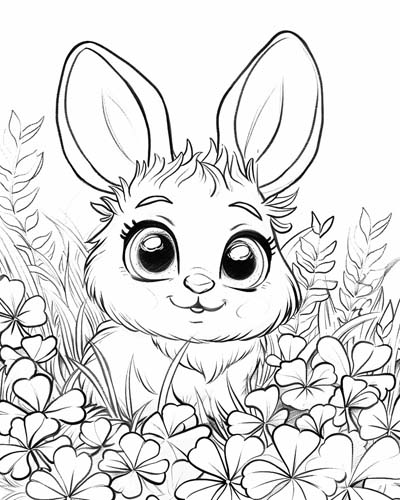 coloring page of a shamrock bunny