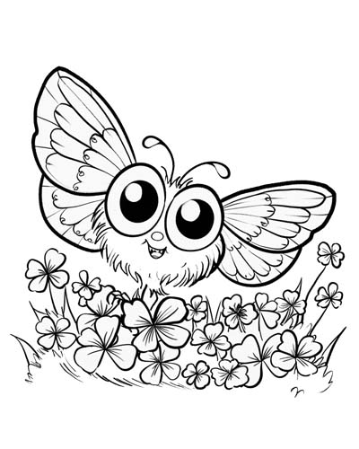 coloring page of a shamrock butterfly