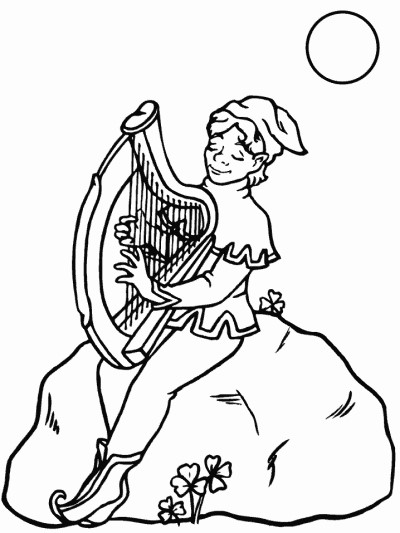 leprechaun and harp coloring pages