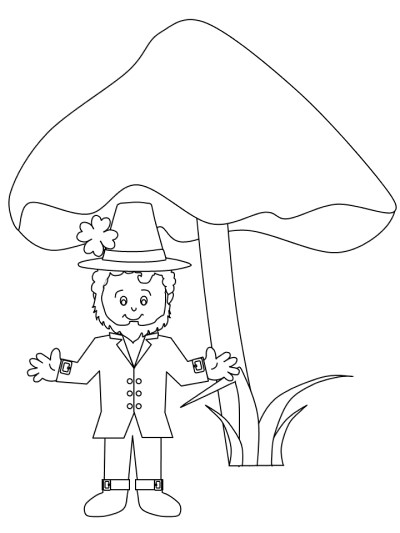 leprechaun and a mushroom coloring page