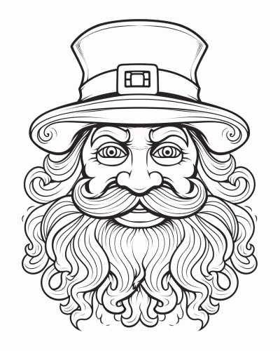 coloring page of a Leprechaun with a twinkle in his eye