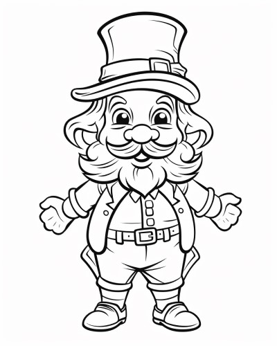 coloring page of a welcoming leprechaun