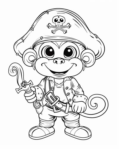 cute monkey coloring page