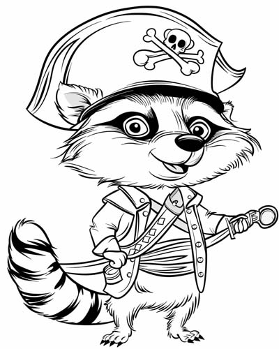 cute raccoon coloring page