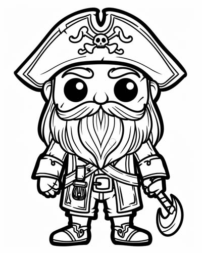 cartoon blackbeard the pirate coloring page