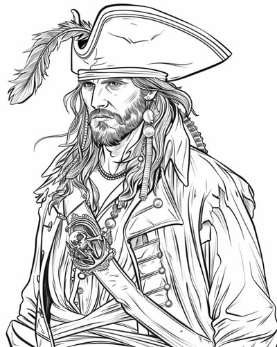 realistic Pirate Calico Jack coloring page