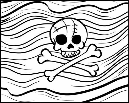 jolly roger skull and bones coloring page