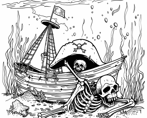 pirate skeleton coloring page