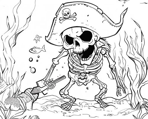 pirate skeleton coloring page
