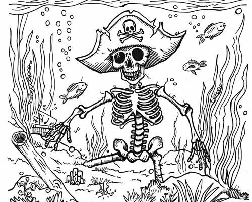pirate skeleton coloring page