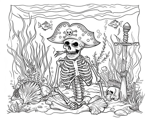 pirate skeleton coloring page