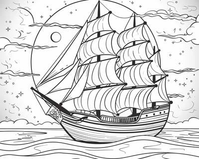 ghost pirate ship coloring page