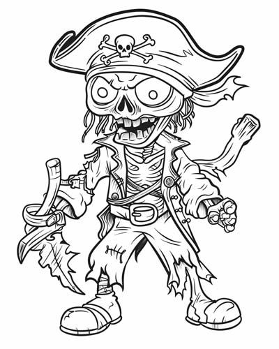 zombie pirate coloring page